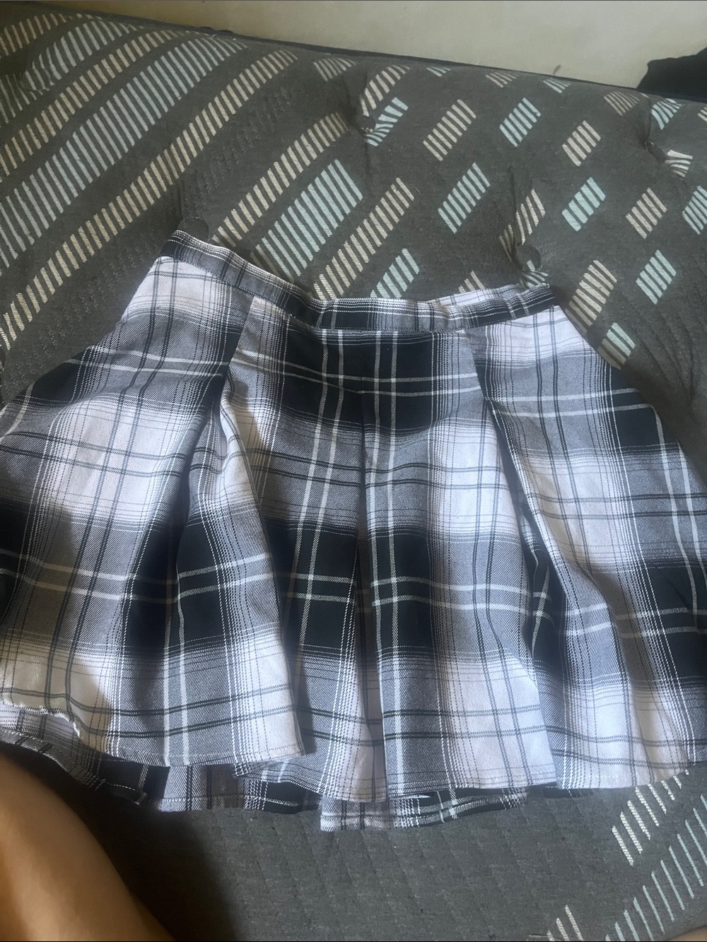 Black and White Plaid Pleated Skirt - Classic Schoolgirl Style